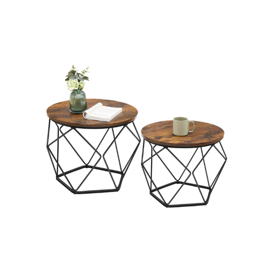 VASAGLE Industrial Nesting Coffee Tables Set of 2, Steel Frame