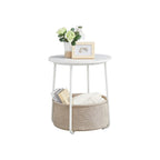 FURNMICS Round End Table with Storage Basket