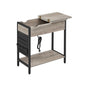 Modern Sofa Side Table with Power Outlet, Flip Top, Charging Station