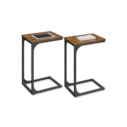 Industrial C-Shaped End Table Set for Couch Sofa, Metal Frame Side Tables