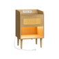Boho Chic Nightstand with Charging Station, Motion Sensor Lights, Rattan-Like Drawer