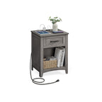 FURNMICS Farmhouse Nightstand with Charging Station