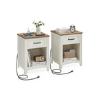 FURNMICS Farmhouse Nightstand with Charging Station