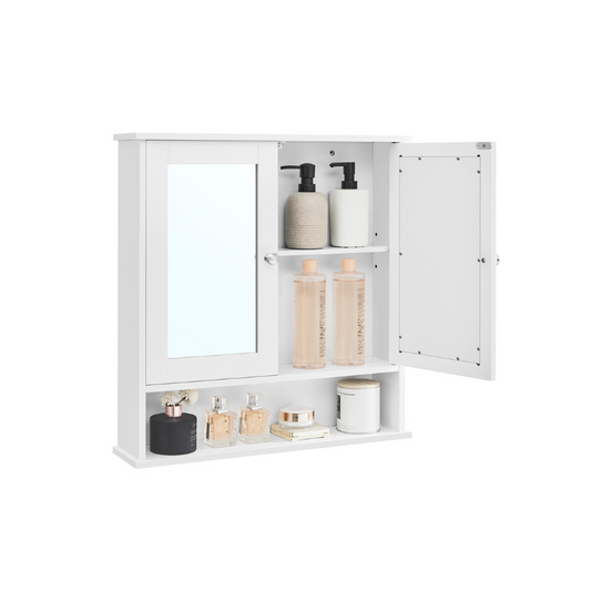 VASAGLE Wall-Mounted Bathroom Cabinet with Mirror, Adjustable Shelf, Space-Saving Storage