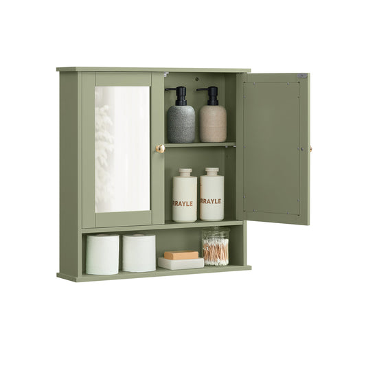 VASAGLE Wall-Mounted Bathroom Cabinet with Mirror, Adjustable Shelf, Space-Saving Storage