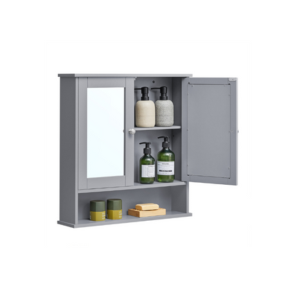 VASAGLE Wall-Mounted Bathroom Cabinet with Mirror, Adjustable Shelf, Space-Saving Storage