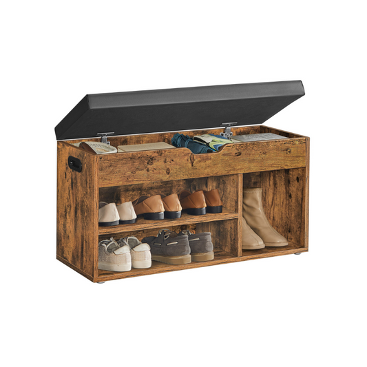 VASAGLE Entryway Storage Bench: Padded Cushion, Shoe Rack, Hidden Compartments