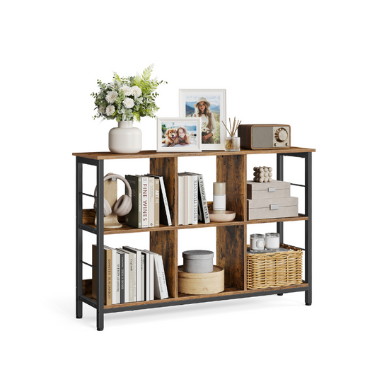 VASAGLE Industrial Rustic Bookshelf with Six Storage Cubes for Home Office