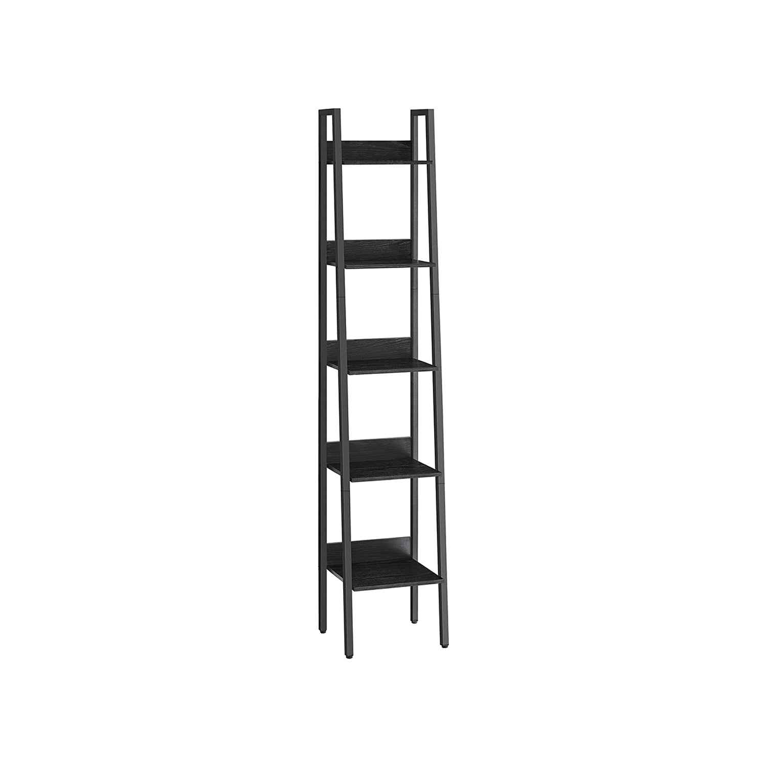 VASAGLE Industrial Wood-Look Ladder Bookshelf, Multi-Tier Metal Frame Storage Unit