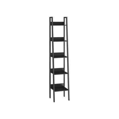 VASAGLE Industrial Wood-Look Ladder Bookshelf, Multi-Tier Metal Frame Storage Unit