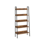 VASAGLE Industrial Wood-Look Ladder Bookshelf, Multi-Tier Metal Frame Storage Unit