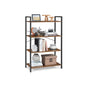 Tall 4-Tier Industrial Bookshelf, Open Storage Display Unit for Home Office