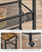 Versatile 4-tier utility cart for kitchen, office, and living spaces