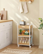 3-Tier Rolling Utility Cart with Table Top, Handles