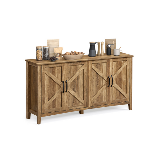 VASAGLE Rustic Farmhouse Buffet Storage Cabinet with Adjustable Shelves