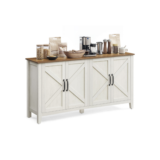VASAGLE Rustic Farmhouse Buffet Storage Cabinet with Adjustable Shelves