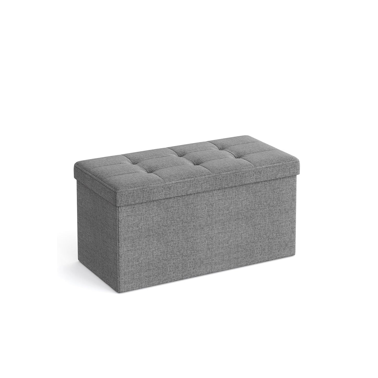 SONGMICS 30-inch Folding Faux Leather Storage Ottoman, Padded Seat & Footrest