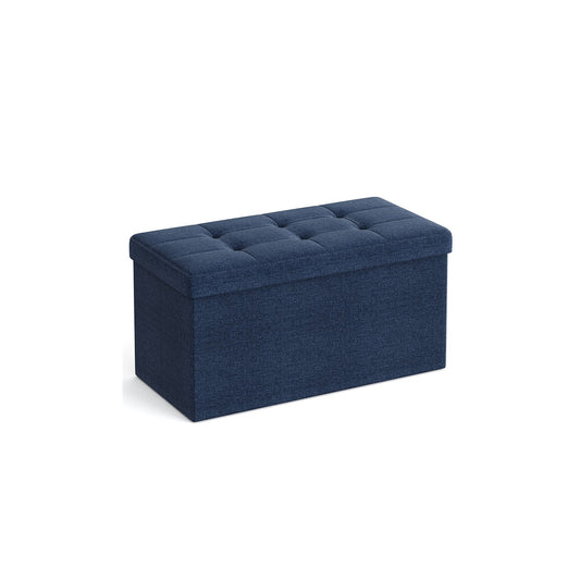 SONGMICS 30-inch Folding Faux Leather Storage Ottoman, Padded Seat & Footrest