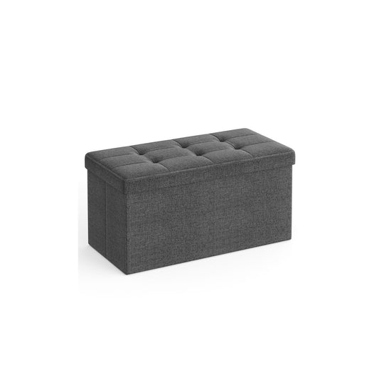 SONGMICS 30-inch Folding Faux Leather Storage Ottoman, Padded Seat & Footrest