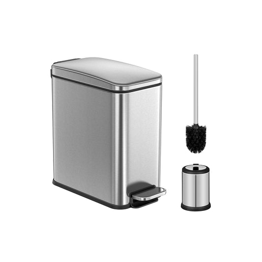FURNMICS 1.3 Gallon Bathroom Trash Can and Toilet Brush Set