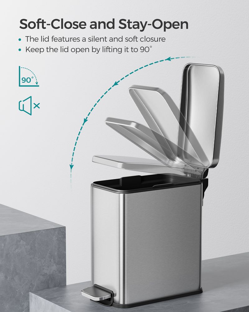 FURNMICS 1.3 Gallon Bathroom Trash Can and Toilet Brush Set