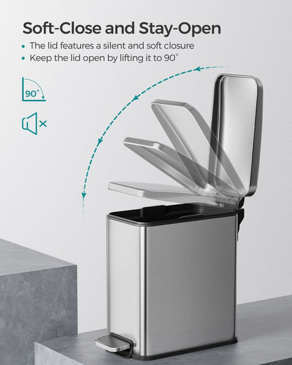 FURNMICS 1.3 Gallon Bathroom Trash Can and Toilet Brush Set