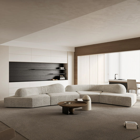 Rock Style Fabric Sofa for Large Living Room | Modern Irregular Villa Sofa
