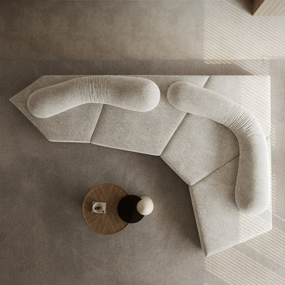 Rock Style Fabric Sofa for Large Living Room | Modern Irregular Villa Sofa