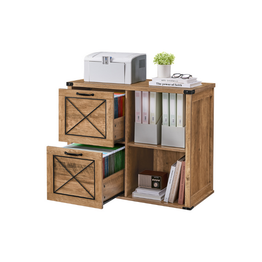 VASAGLE Farmhouse Lateral File Cabinet, 2-Drawer Filing Printer Stand