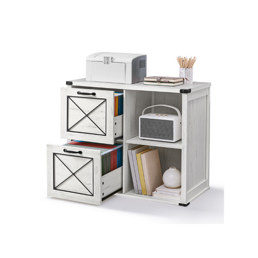 VASAGLE Farmhouse Lateral File Cabinet, 2-Drawer Filing Printer Stand