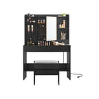 Vanity Desk with LED-Lit Mirror and Storage Drawers