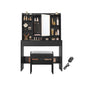 VASAGLE Vanity Desk with Dimmable LED Mirror, Power Outlets, Storage & Stool