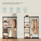 FURNMIC Freestanding Closet Organizer with Shelves, Hanging Rods