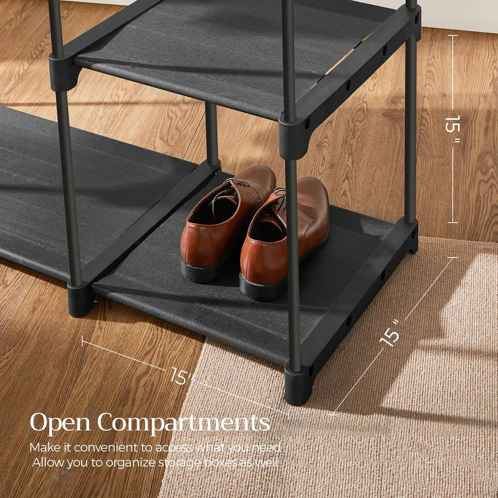 FURNMIC Freestanding Closet Organizer with Shelves, Hanging Rods