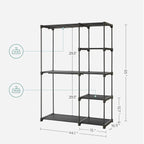 FURNMIC Freestanding Closet Organizer with Shelves, Hanging Rods
