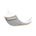 Premium Quilted Hammock, Curved Bamboo Spreader, Plush Pillow, 495lb Capacity