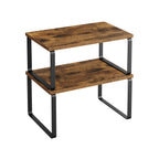 Expandable Stackable Kitchen Countertop Shelves, Metal Bamboo Cabinet Organizer Set