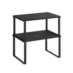 Expandable Stackable Kitchen Countertop Shelves, Metal Bamboo Cabinet Organizer Set