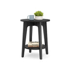 FURNMICS Modern Farmhouse Round End Table with Lower Storage Shelf 