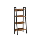VASAGLE Industrial Wood-Look Ladder Bookshelf, Multi-Tier Metal Frame Storage Unit