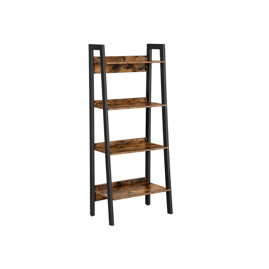 VASAGLE Industrial Wood-Look Ladder Bookshelf, Multi-Tier Metal Frame Storage Unit
