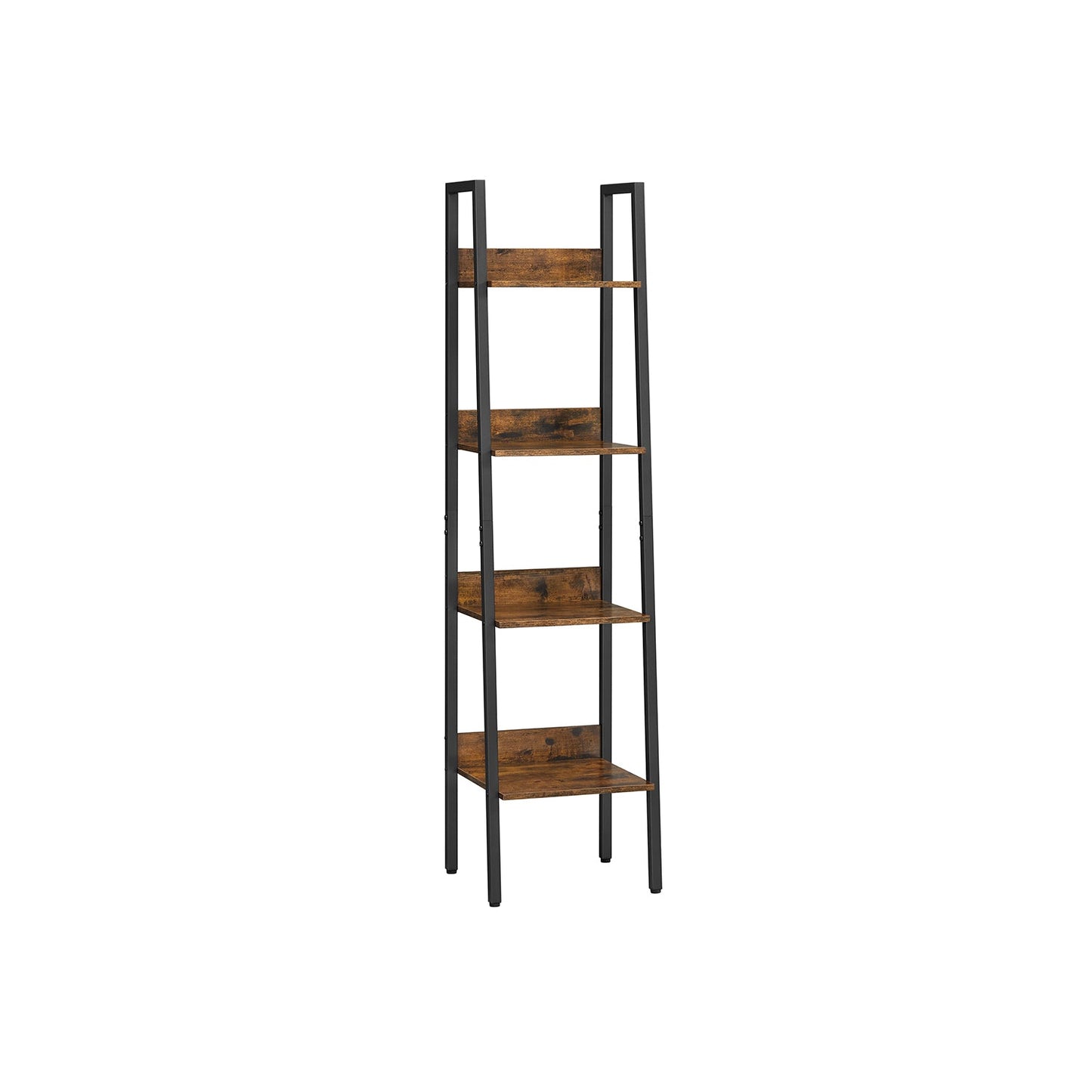 VASAGLE Industrial Wood-Look Ladder Bookshelf, Multi-Tier Metal Frame Storage Unit