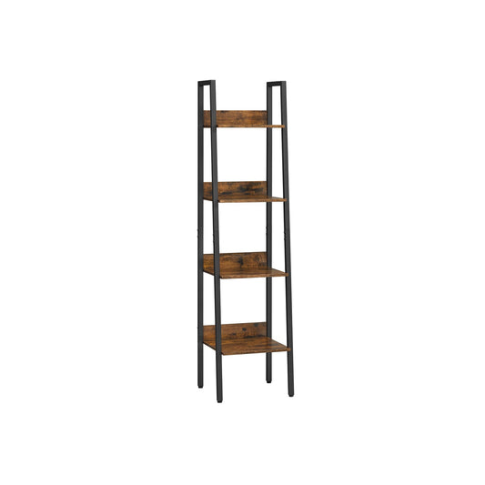 VASAGLE Industrial Wood-Look Ladder Bookshelf, Multi-Tier Metal Frame Storage Unit