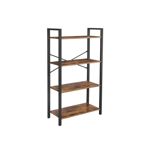FURNMIC 4-Tier Tall Bookshelf with Steel Frame