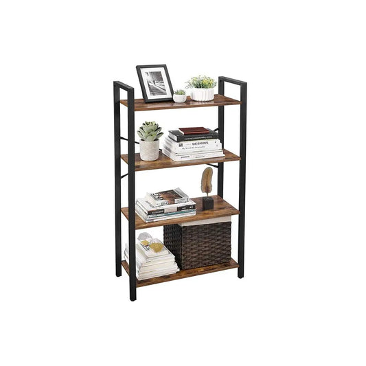 FURNMIC 4-Tier Tall Bookshelf with Steel Frame