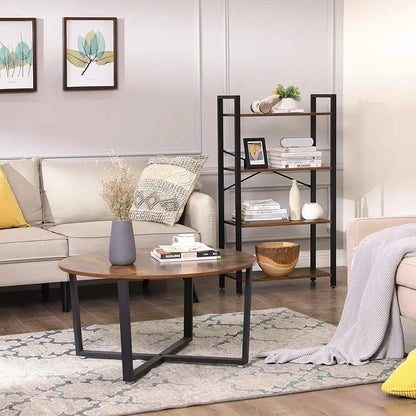 FURNMIC 4-Tier Tall Bookshelf with Steel Frame