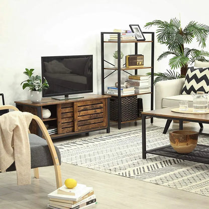 FURNMIC 4-Tier Tall Bookshelf with Steel Frame