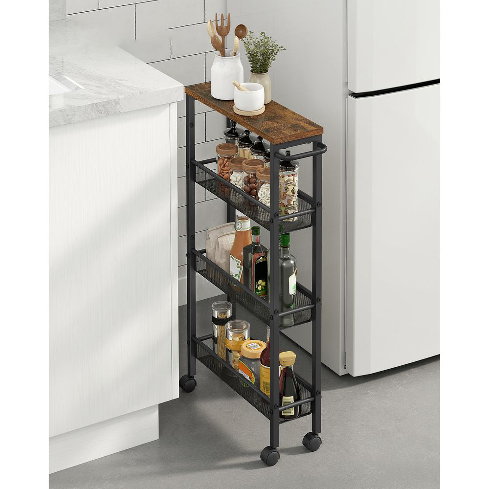 Versatile 4-tier utility cart for kitchen, office, and living spaces