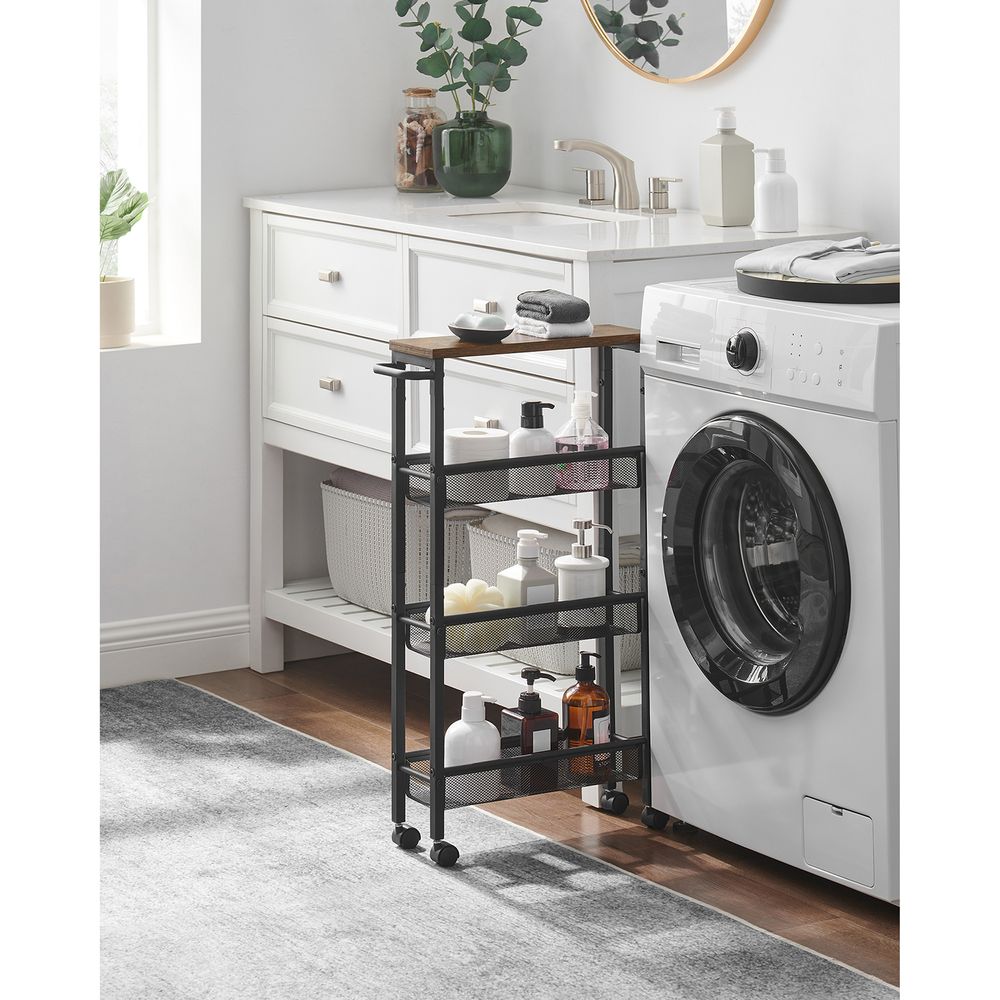 Versatile 4-tier utility cart for kitchen, office, and living spaces