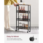 Versatile 4-tier utility cart for kitchen, office, and living spaces